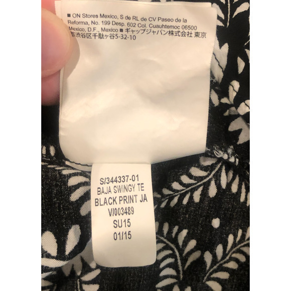 EUC Old Navy Size Large Black White Floral Peplum Short Sleeve Blouse - Picture 9 of 13